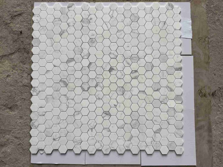 Hexagon Calacatta White Honed 2 x 2 11.75 x 12